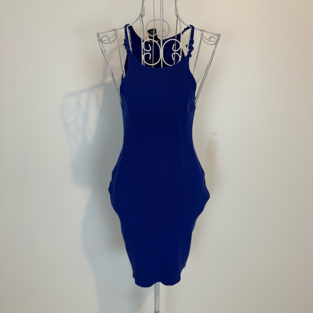 House of Harlow 1960 Royal Blue Ribbed Mini Dress
